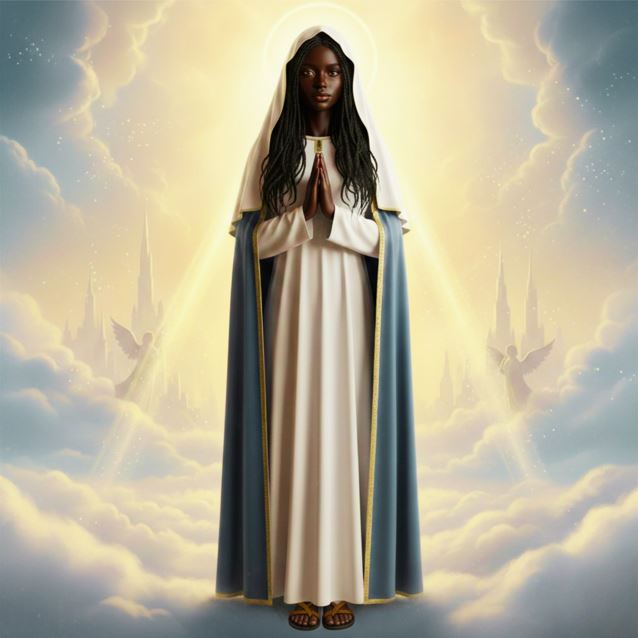 African Black Madonna Virgin Mary Portrait - Printable Digital Art