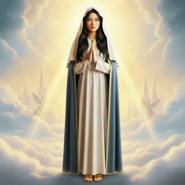 Chinese Korean Virgin Mary Portrait - Printable Digital Art