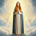 Irish Ginger Celtic Virgin Mary Portrait - Printable Digital Art