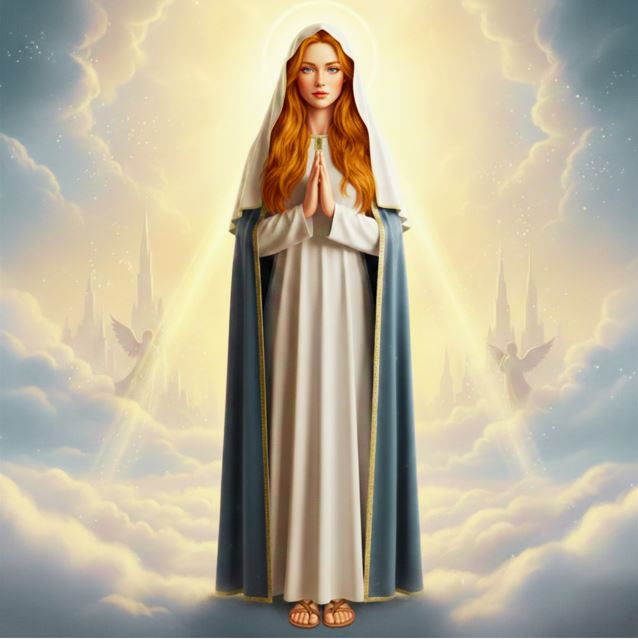 Scottish Ginger Virgin Mary Portrait - Printable Digital Art