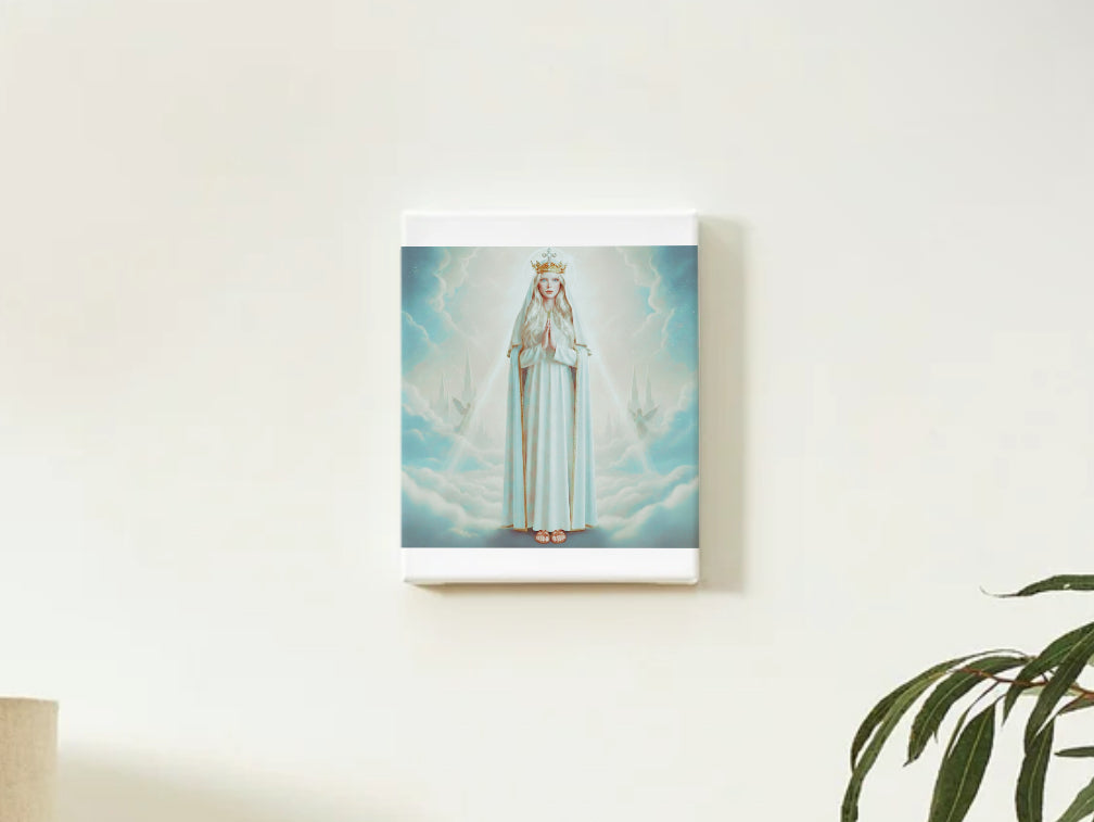 Queen of Heaven Virgin Mary Portrait Sky Blue - Printable Digital Art