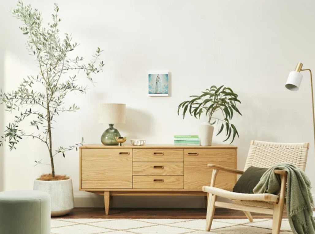 Queen of Heaven Virgin Mary Portrait Sky Blue - Printable Digital Art