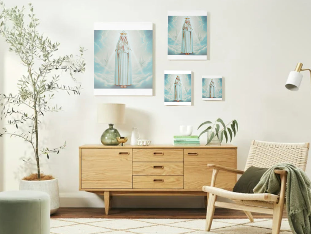 Queen of Heaven Virgin Mary Portrait Sky Blue - Printable Digital Art