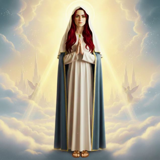 Ashkenazi Jewish Redhead Virgin Mary Portrait - Printable Digital Art